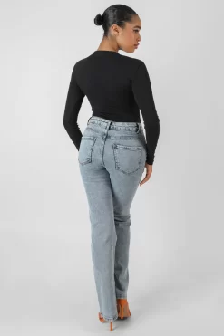 Front Button Long Sleeve Ribbed Bodysuit Black -Chic Step Shop kaiia11.10 135