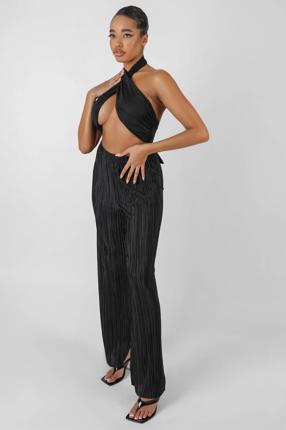 Plisse Trouser Black 2 Plisse Trouser Black - Image 2