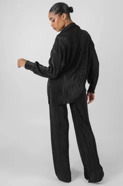 Oversized Plisse Shirt Black -Chic Step Shop kaiia11.10 977