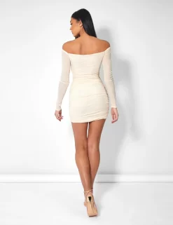 Glitter Mesh Cutaway Mini Dress Nude -Chic Step Shop kaiia20807 scaled