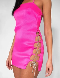Diamante Rope Square Neck Mini Dress Pink 20 Diamante Rope Square Neck Mini Dress Pink -Chic Step Shop kaiia21155 scaled