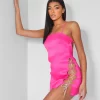 Diamante Rope Square Neck Mini Dress Pink