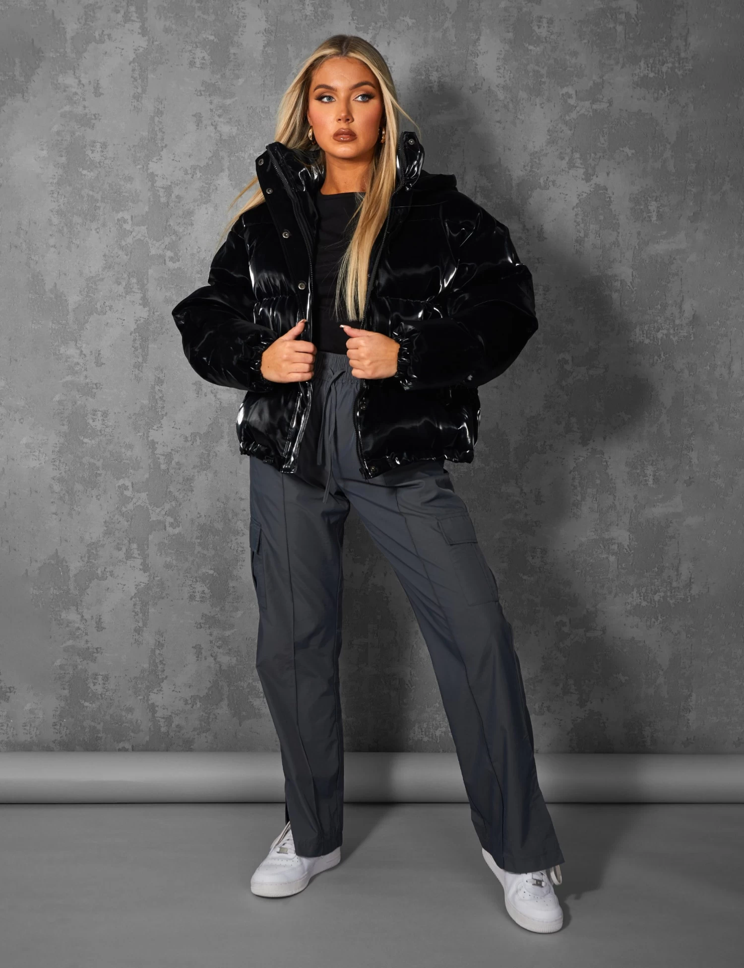 High Shine Holographic Oversized Puffer Black 1 High Shine Holographic Oversized Puffer Black