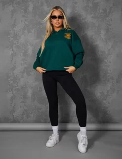 Sports Club Embroidered Badge Oversized Rugby Sweatshirt Forest Green -Chic Step Shop kaiiajan00194Jan262023copy scaled