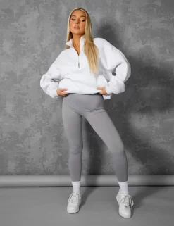 Oversized Half Zip Pullover Pocket Front Sweatshirt Oatmeal Marl -Chic Step Shop kaiiajan20230132 scaled