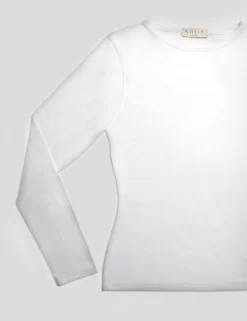 FITTED LONG SLEEVE T-SHIRT WHITE -Chic Step Shop lighter2