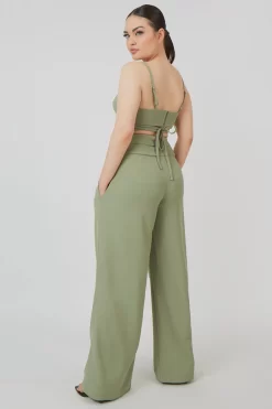 Premium Tie Wrap Detail Bralet Sage -Chic Step Shop mtop0021 4523