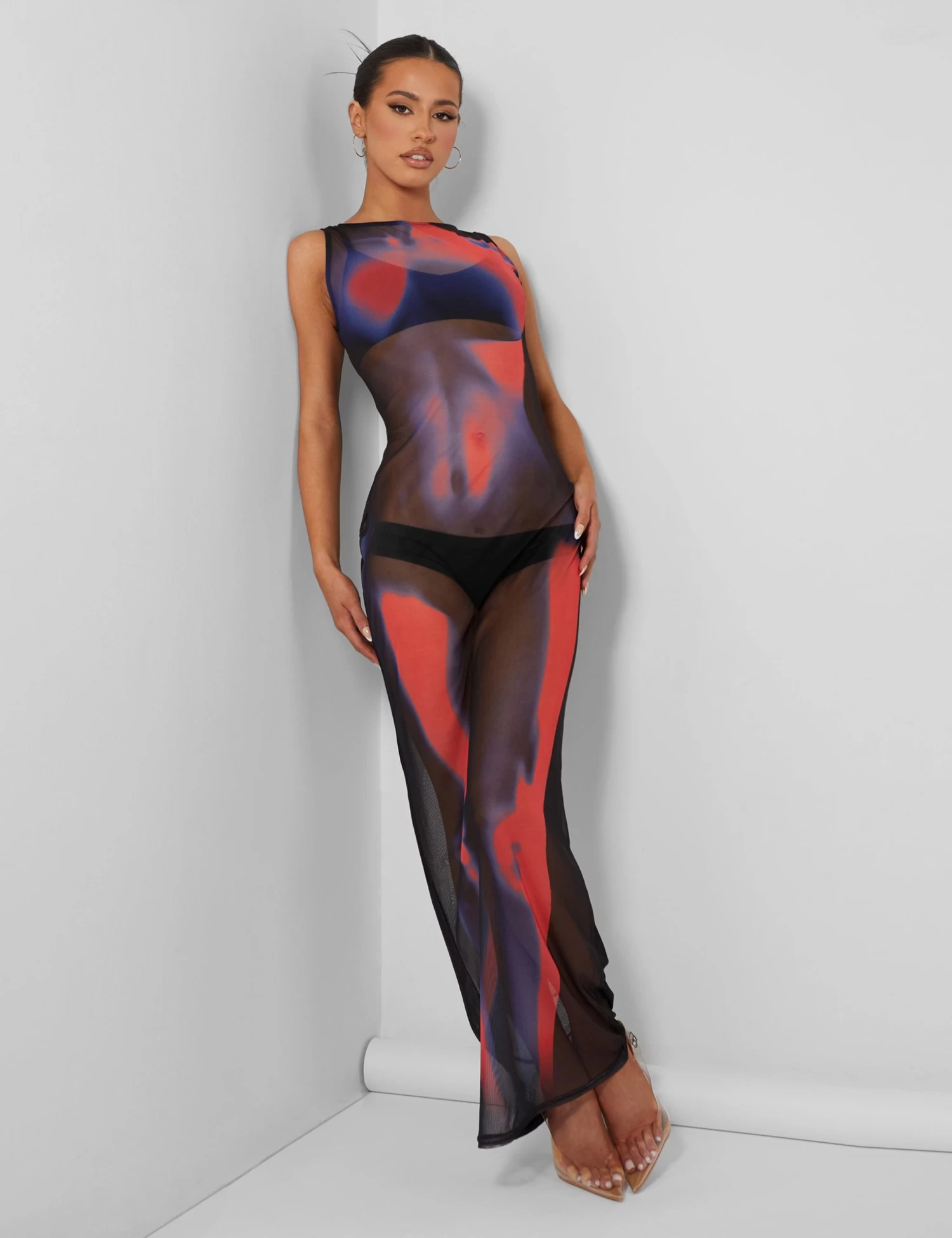 Body Heat Print Mesh Maxi Dress Multi 2 Body Heat Print Mesh Maxi Dress Multi - Image 2