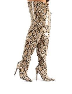 Rita Snakeskin Stiletto Heeled Over The Knee Boots -Chic Step Shop rita snake pu 0