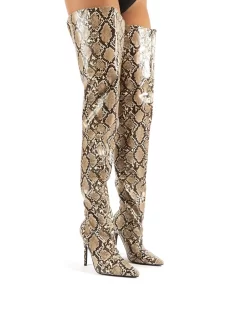 Rita Snakeskin Stiletto Heeled Over The Knee Boots -Chic Step Shop rita snake pu 1