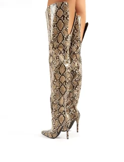 Rita Snakeskin Stiletto Heeled Over The Knee Boots -Chic Step Shop rita snake pu 2