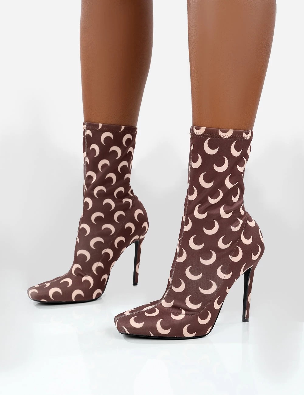 Saturn Return Wide Fit Brown Pointed Toe Stiletto Printed Sock Boots 3 Saturn Return Wide Fit Brown Pointed Toe Stiletto Printed Sock Boots - Image 3